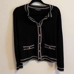 Adrianna Papell Black Cardigan with Gold Buttons